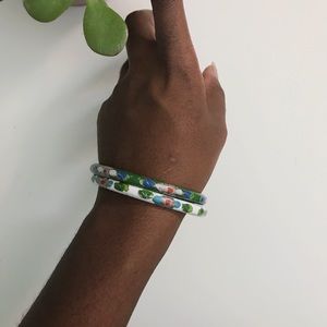 Vintage Cloisonné Enamel Painted Bangle Bracelets